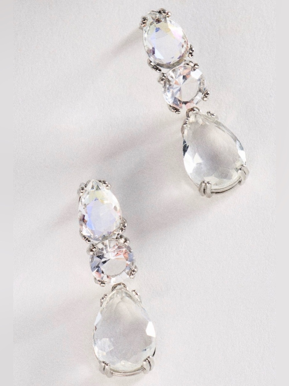 Anthropologie Gradient Crystal Drop Earrings, CLEAR NWT